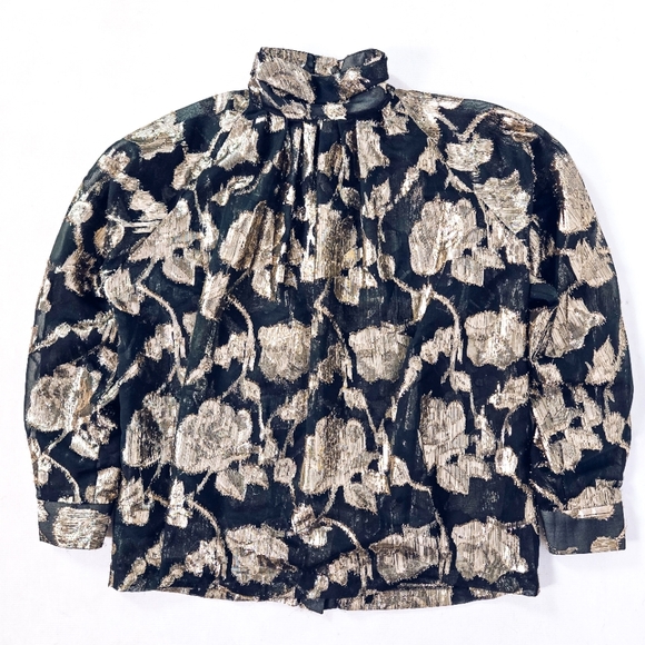 Metallic Flroal Blouse - Picture 3 of 9